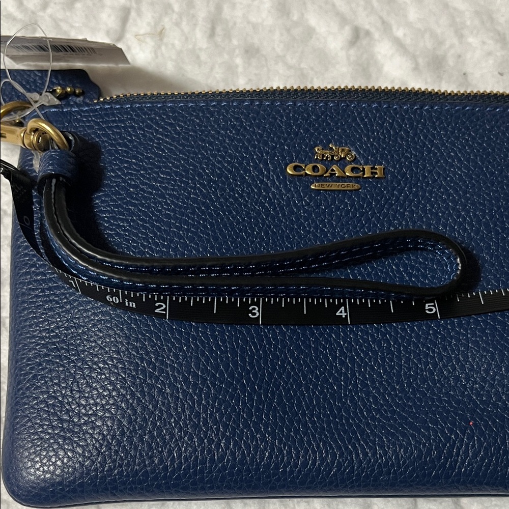 NWT Coach Deep Blue Leather Wristlet - Picture 9 of 9